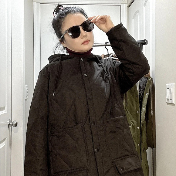 Long Thick Lightweight Winter Jackets & Winter Coat & Trench Coats size S~3XL - Picture 4 of 6